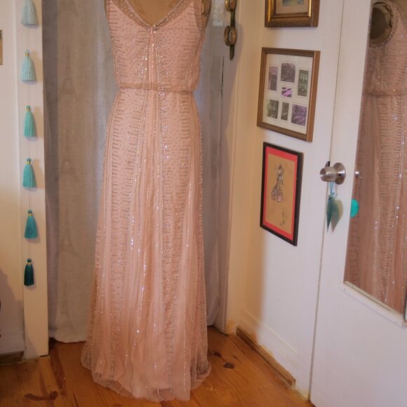 vtg 90s CACHE Y2K Pink Sequins Beaded Mermaid Maxi Dress Whimsigoth Fairycore 6 - Picture 2 of 16